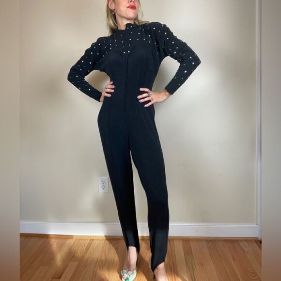 Tadashi Shoji Vintage 80s Studded Jumpsuit - Picture 1 of 4